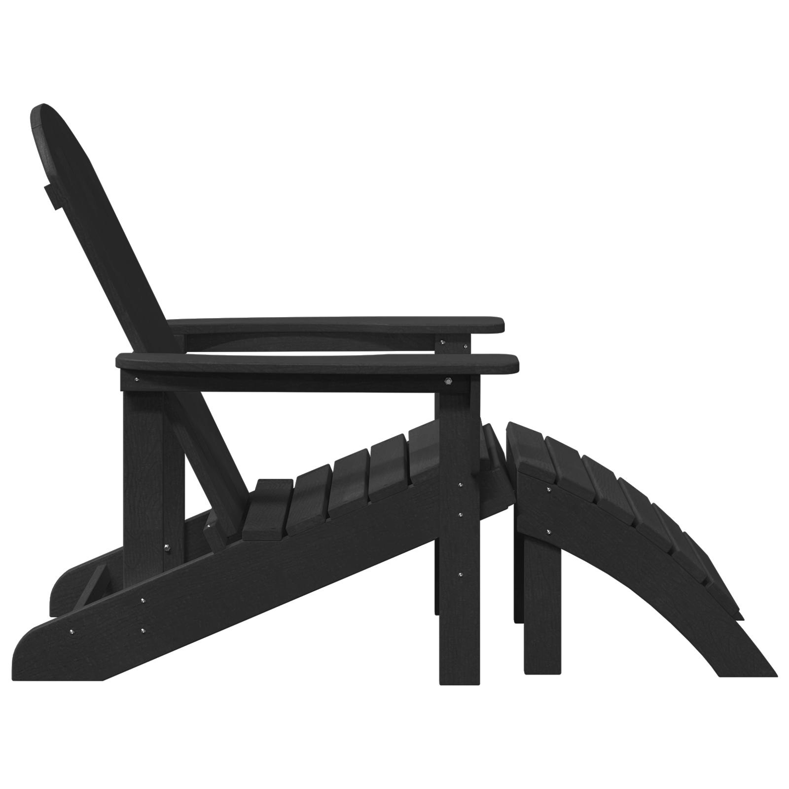 Adirondack stol med fodstøtte sort HDPE