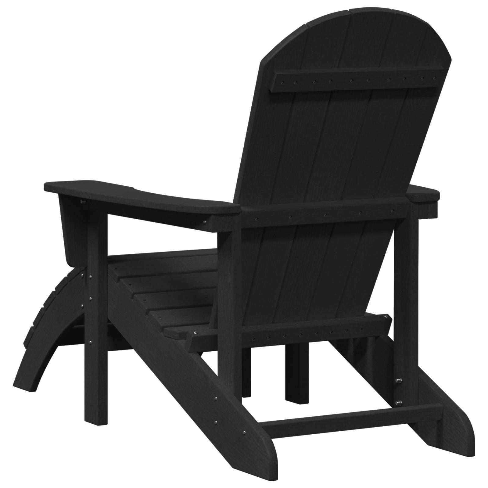 Adirondack stol med fodstøtte sort HDPE