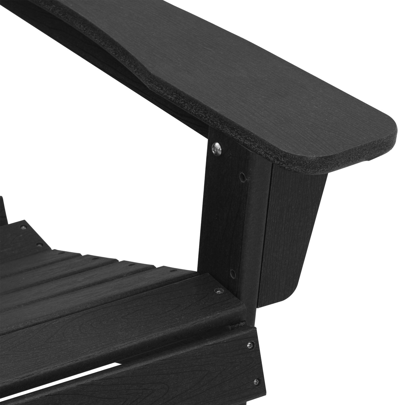 Adirondack stol med fodstøtte sort HDPE
