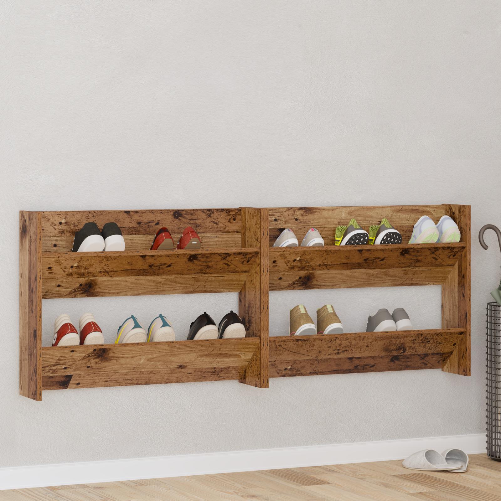 Vægsko skabe 2 stk Gammelt træ 60 x 18 x 60 cm Konstrueret træ