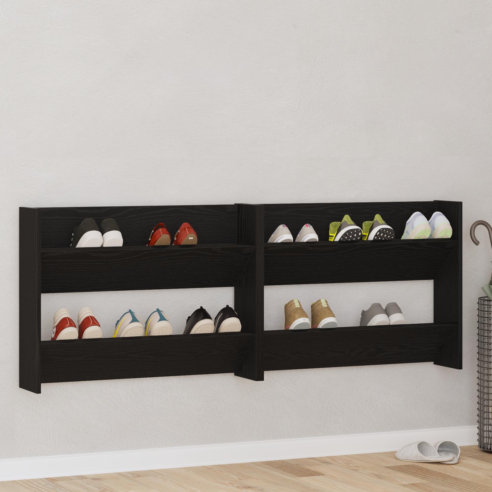 Vægsko skabe 2 stk Sort eg 60 x 18 x 60 cm Konstrueret træ