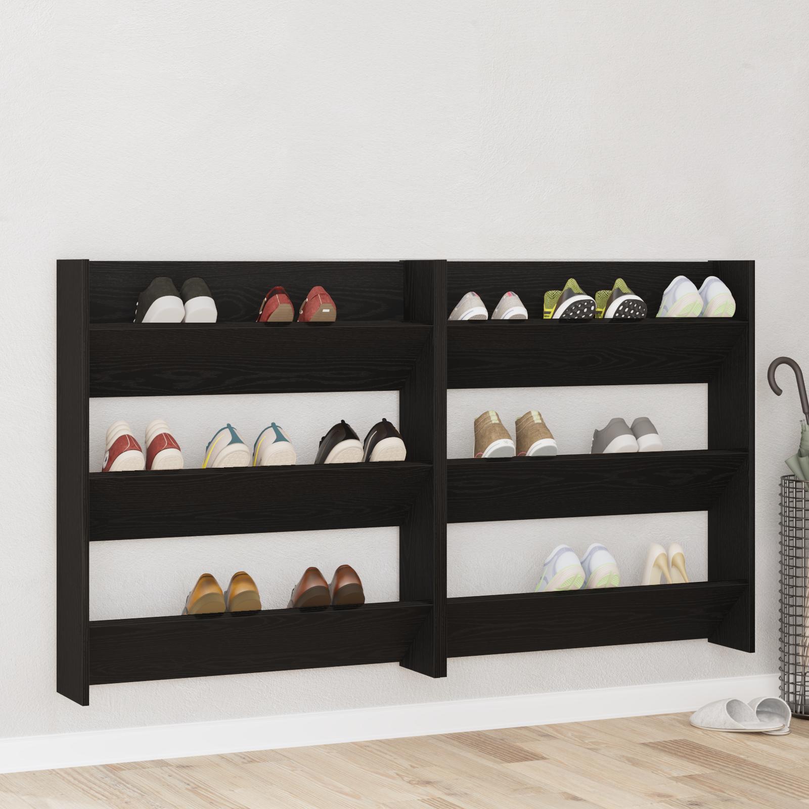 Vægsko skabe 2 stk Sort eg 60 x 18 x 60 cm Konstrueret træ