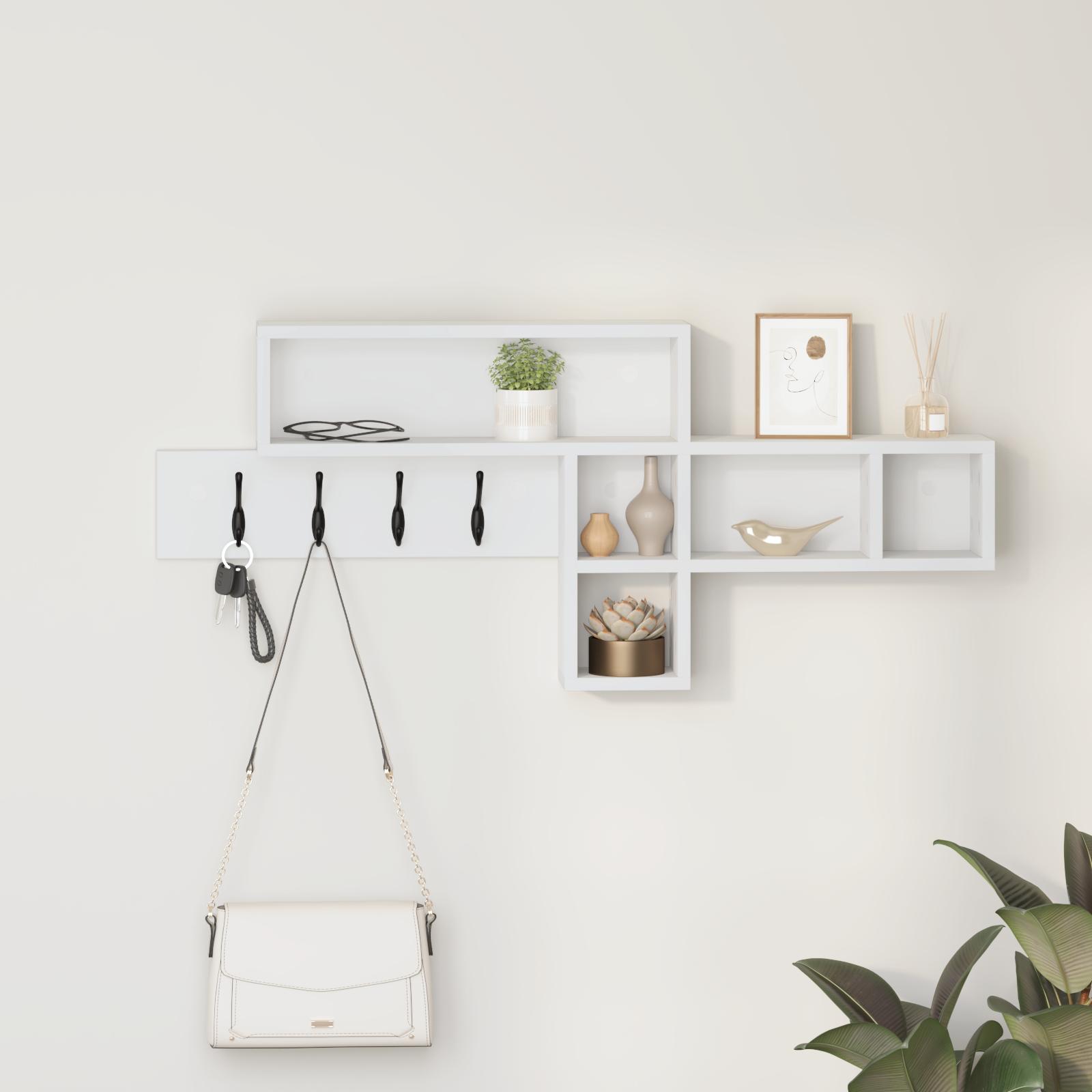 Vægmonteret Jakkeholder Hvid 100 x 12 x 43.5 cm Konstrueret træ