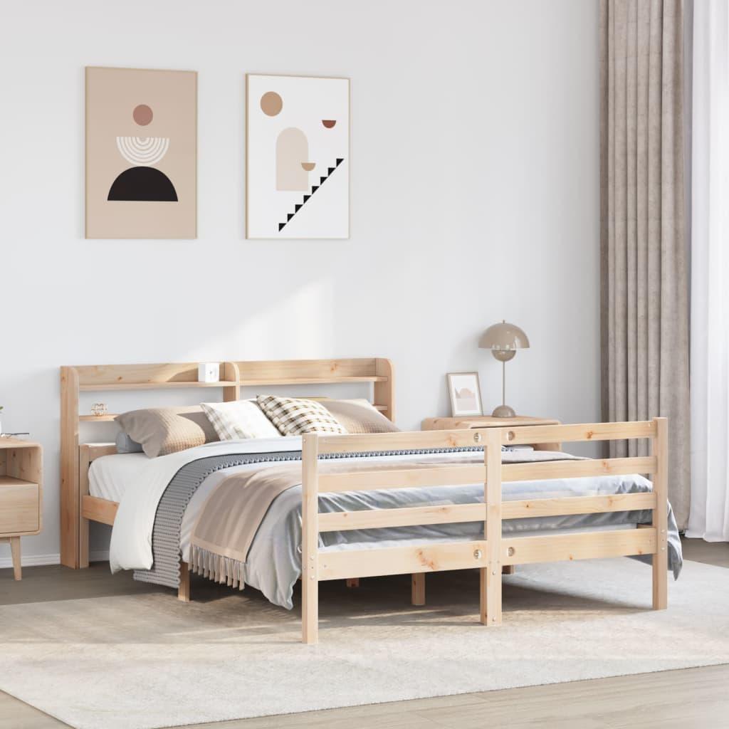 Sengeramme med sengegavl 160x200 cm massivt fyrretræ