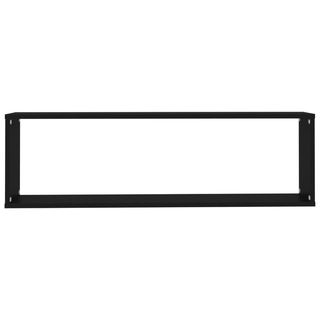 Væghængte kubehylder 2 stk. 100x15x30 cm konstrueret træ sort