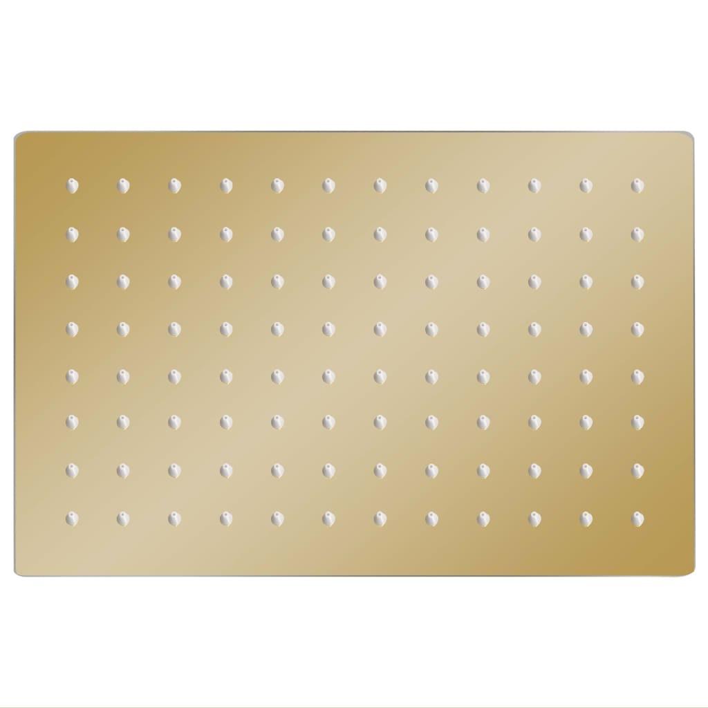 Regnbrusehoved 30x20 cm rektangulær rustfrit stål guldfarvet