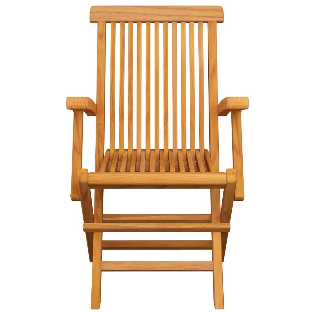 Havestole med beige hynder 3 stk. massivt teaktræ