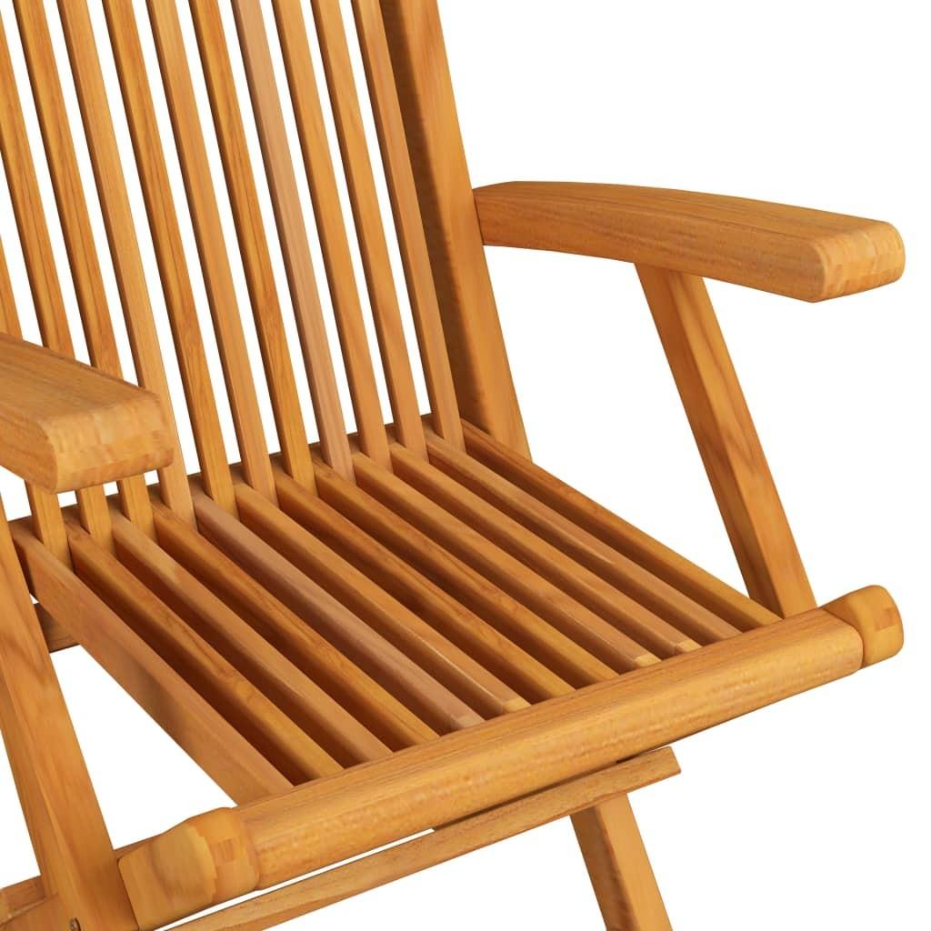 Havestole med beige hynder 3 stk. massivt teaktræ