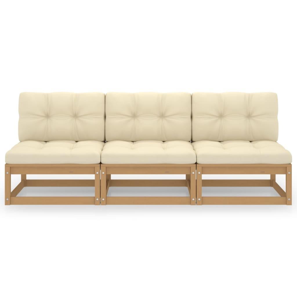 3-personers sofa med hynder massivt fyrretræ
