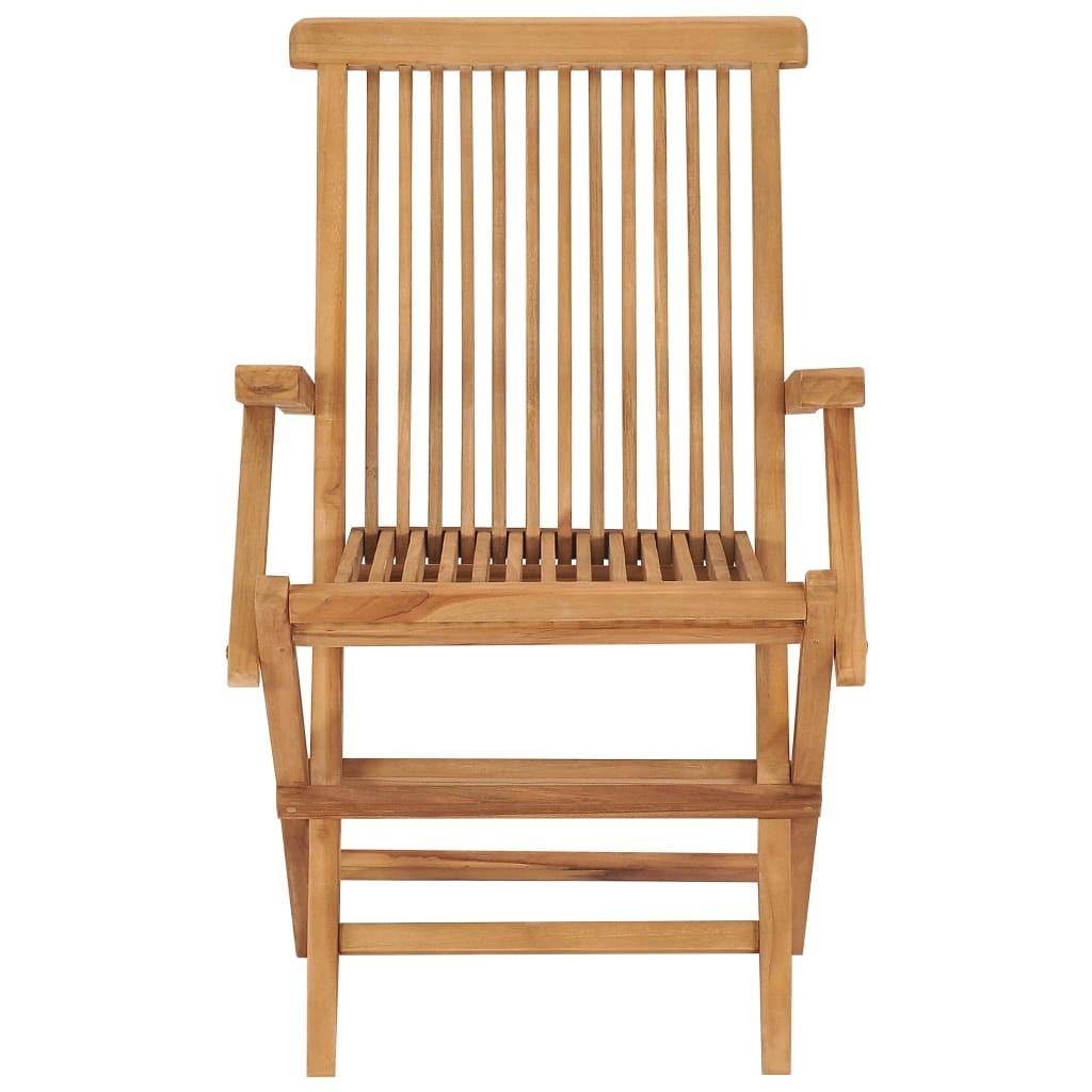 Havestole med cremefarvede hynder 4 stk. massivt teaktræ