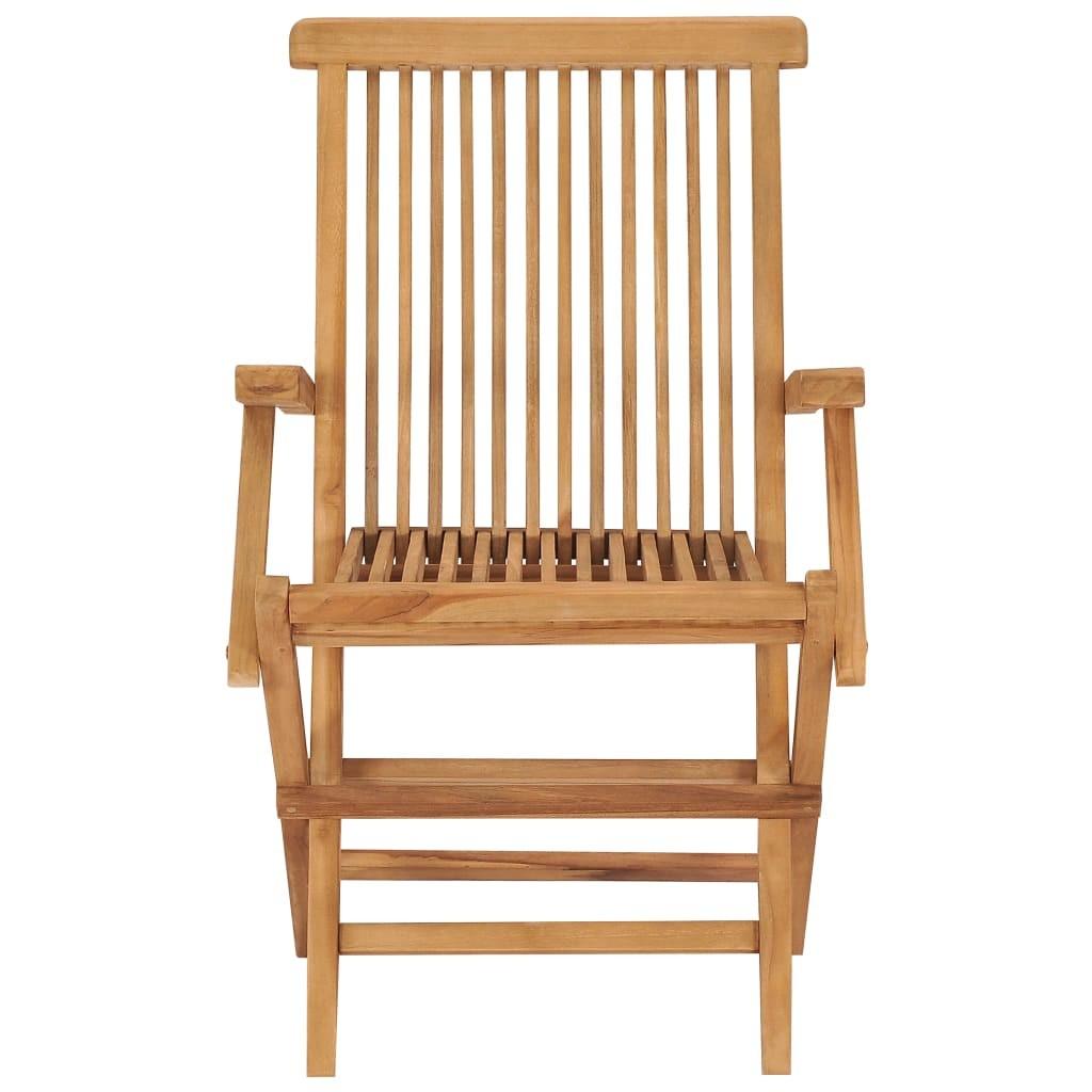 Havestole med gråbrune hynder 4 stk. massivt teaktræ