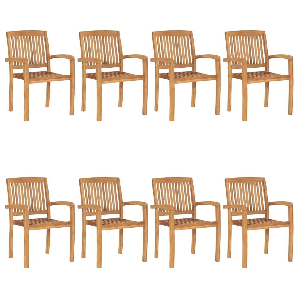Havestole 8 stk. stabelbare massivt teaktræ