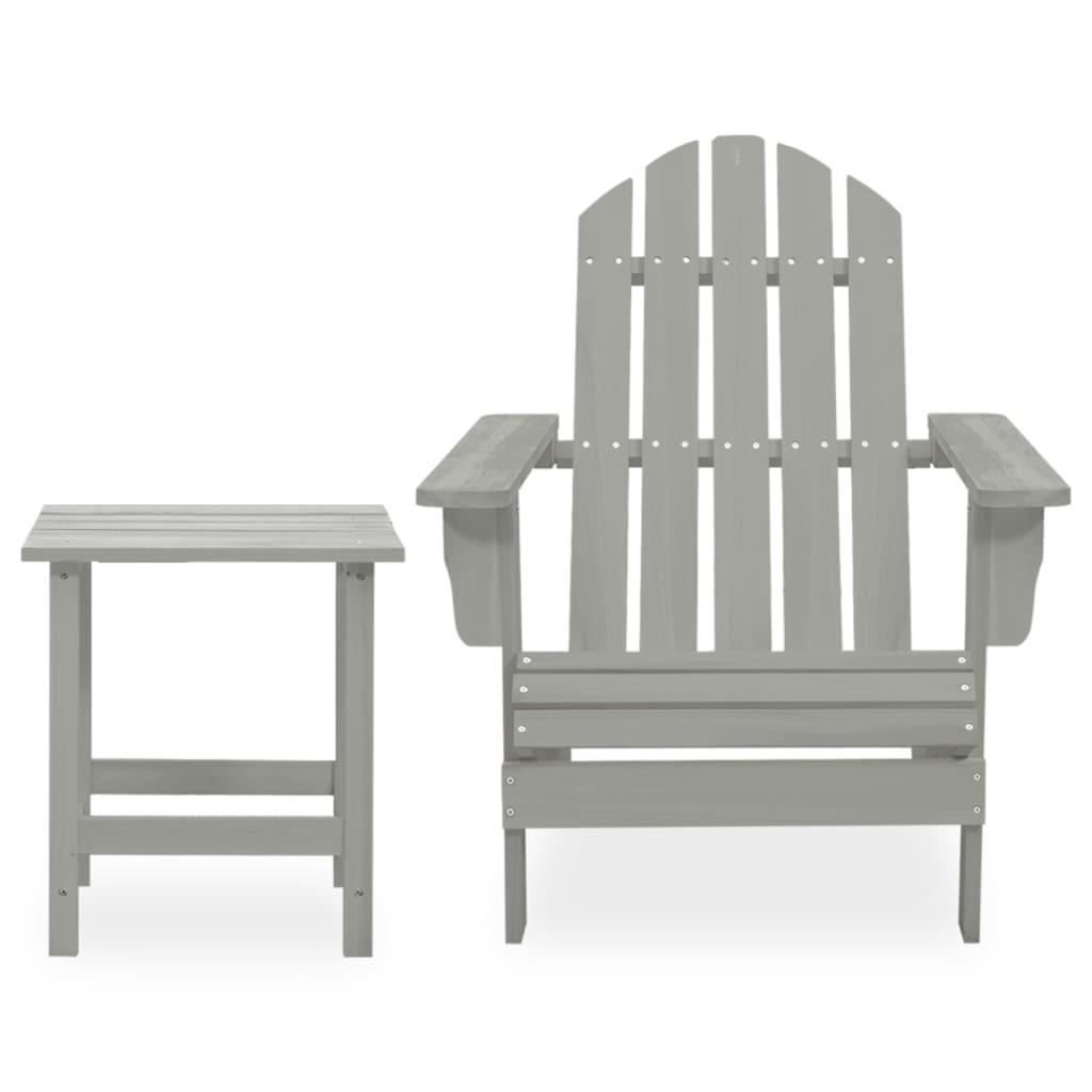 Adirondack-havestol med bord massivt grantræ grå