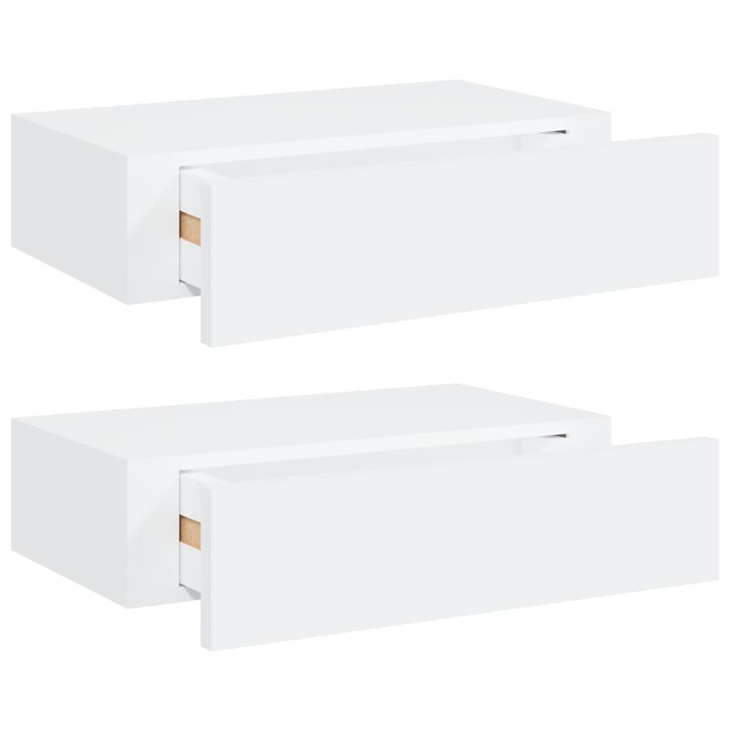 Væghylder med skuffer 2 stk. 40x23,5x10 cm MDF hvid