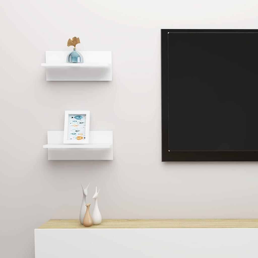 Væghængte hylder 2 stk. 40x11,5x18 cm konstrueret træ hvid