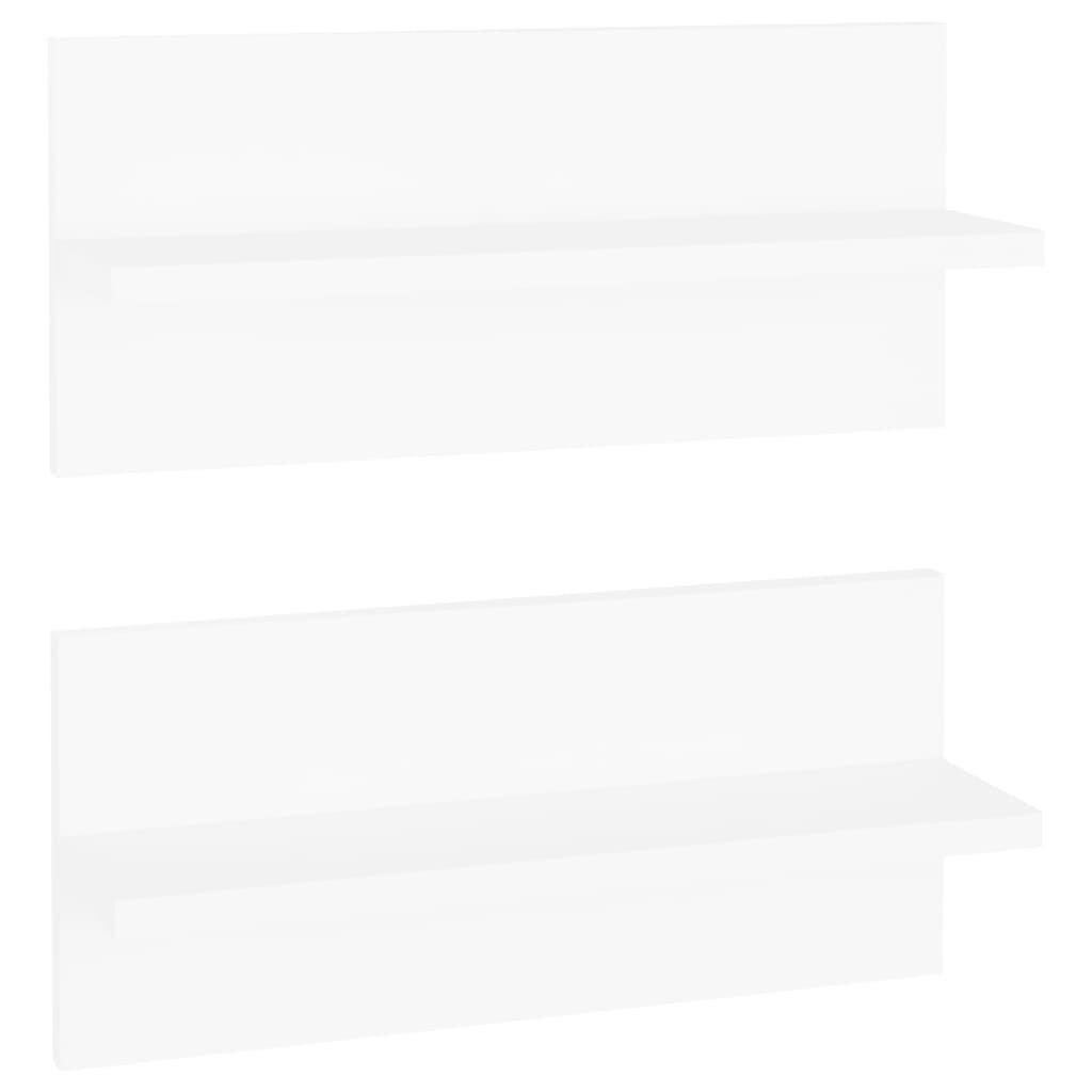 Væghængte hylder 2 stk. 40x11,5x18 cm konstrueret træ hvid
