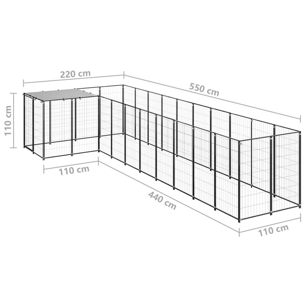 Hundeløbegård 7,26 m² stål sort