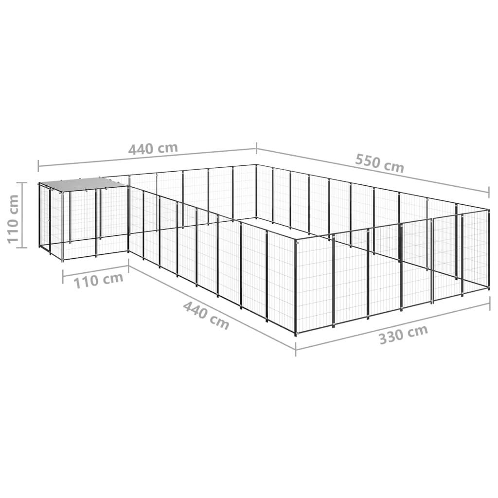Hundeløbegård 19,36 m² stål sort