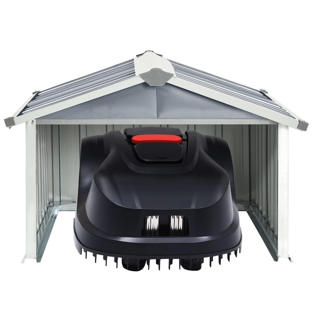 Garage til robotplæneklipper 92x97x63 cm galvaniseret stål grå
