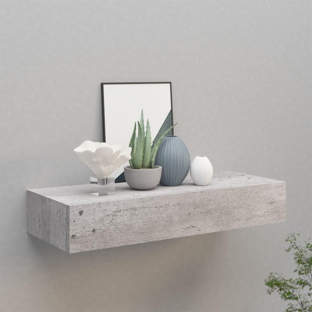 Væghylde med skuffe 60x23,5x10 cm MDF betongrå