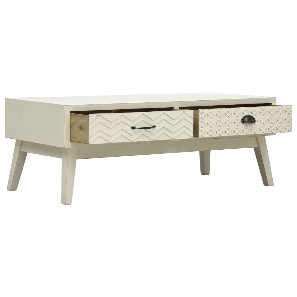 Sofabord med 2 skuffer 110 x 50 x 40 cm træ udskåret design grå