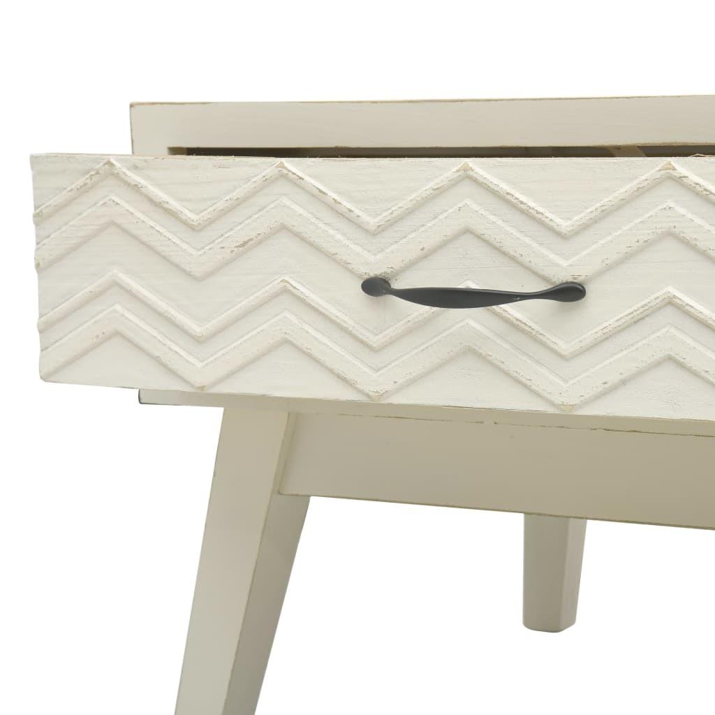 Sofabord med 2 skuffer 110 x 50 x 40 cm træ udskåret design grå