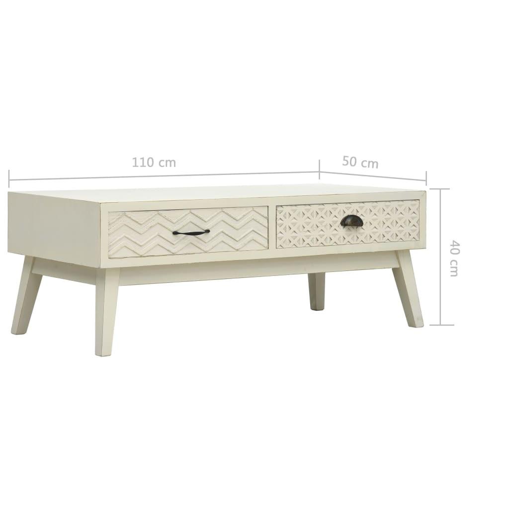 Sofabord med 2 skuffer 110 x 50 x 40 cm træ udskåret design grå