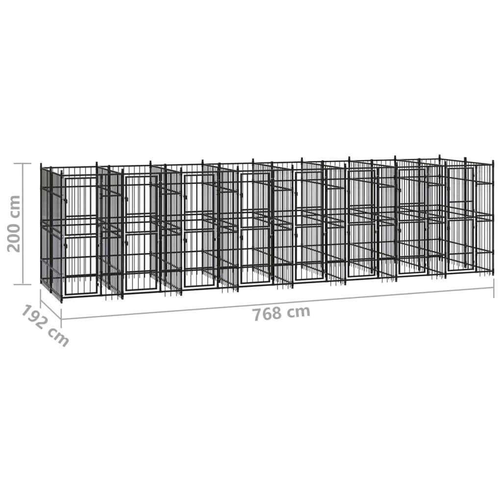 Udendørs hundeløbegård 14,75 m² stål