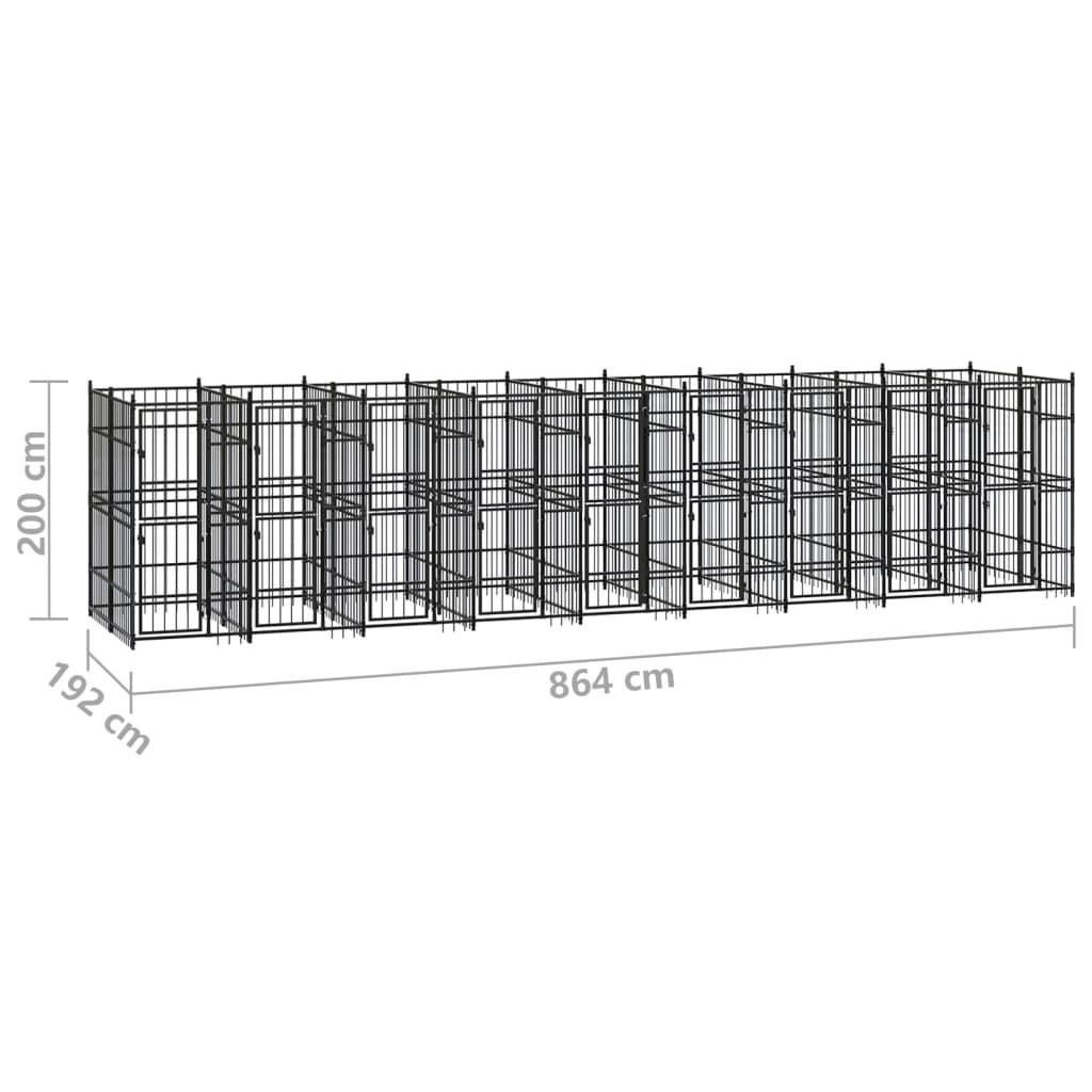 Udendørs hundeløbegård 16,59 m² stål