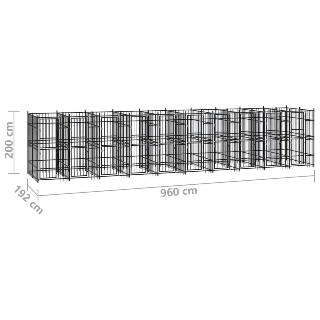 Udendørs hundeløbegård 18,43 m² stål