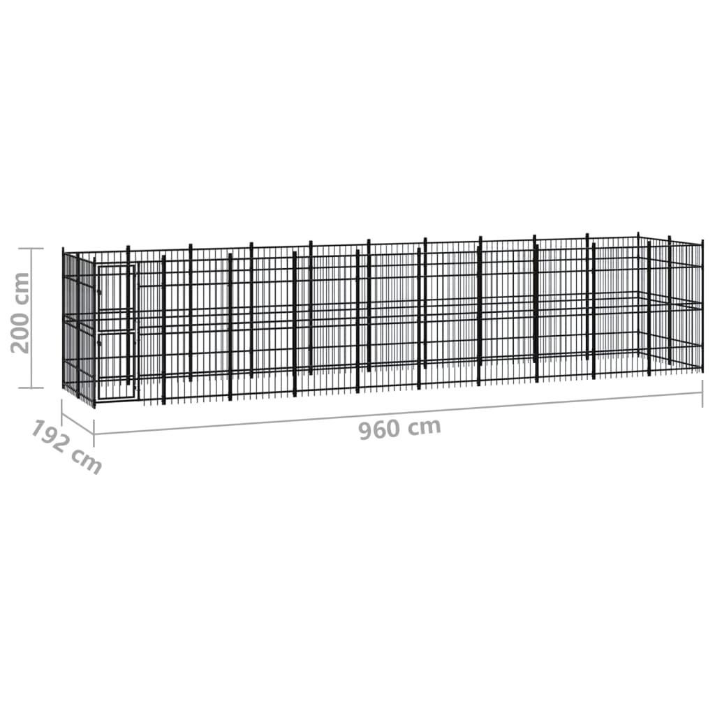 Udendørs hundeløbegård 18,43 m² stål