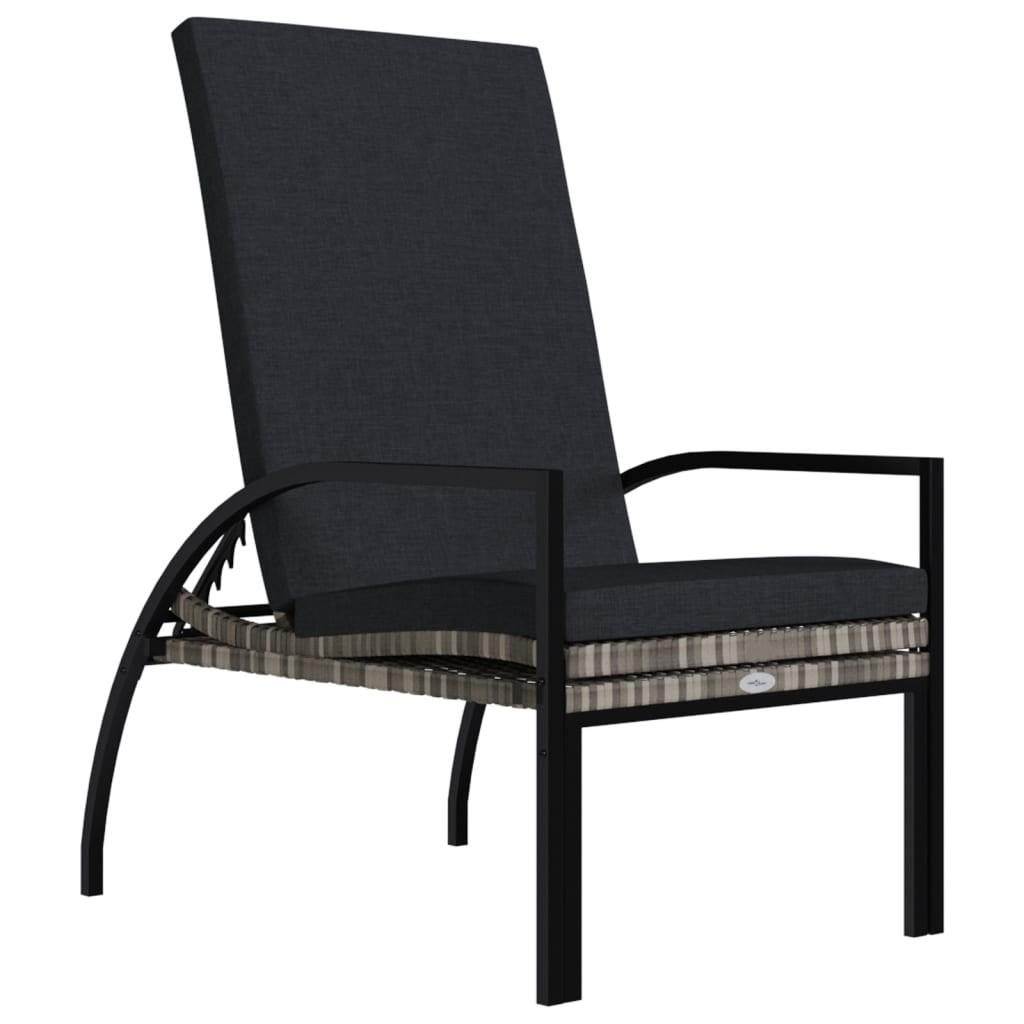 Liggestol med fodskammel polyrattan grå