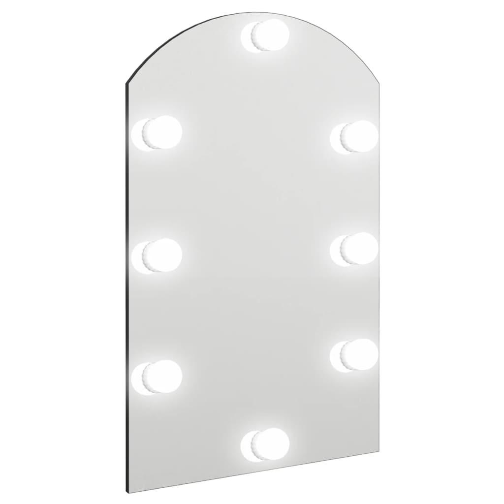 Spejl med LED-lamper 60x40 cm buet glas