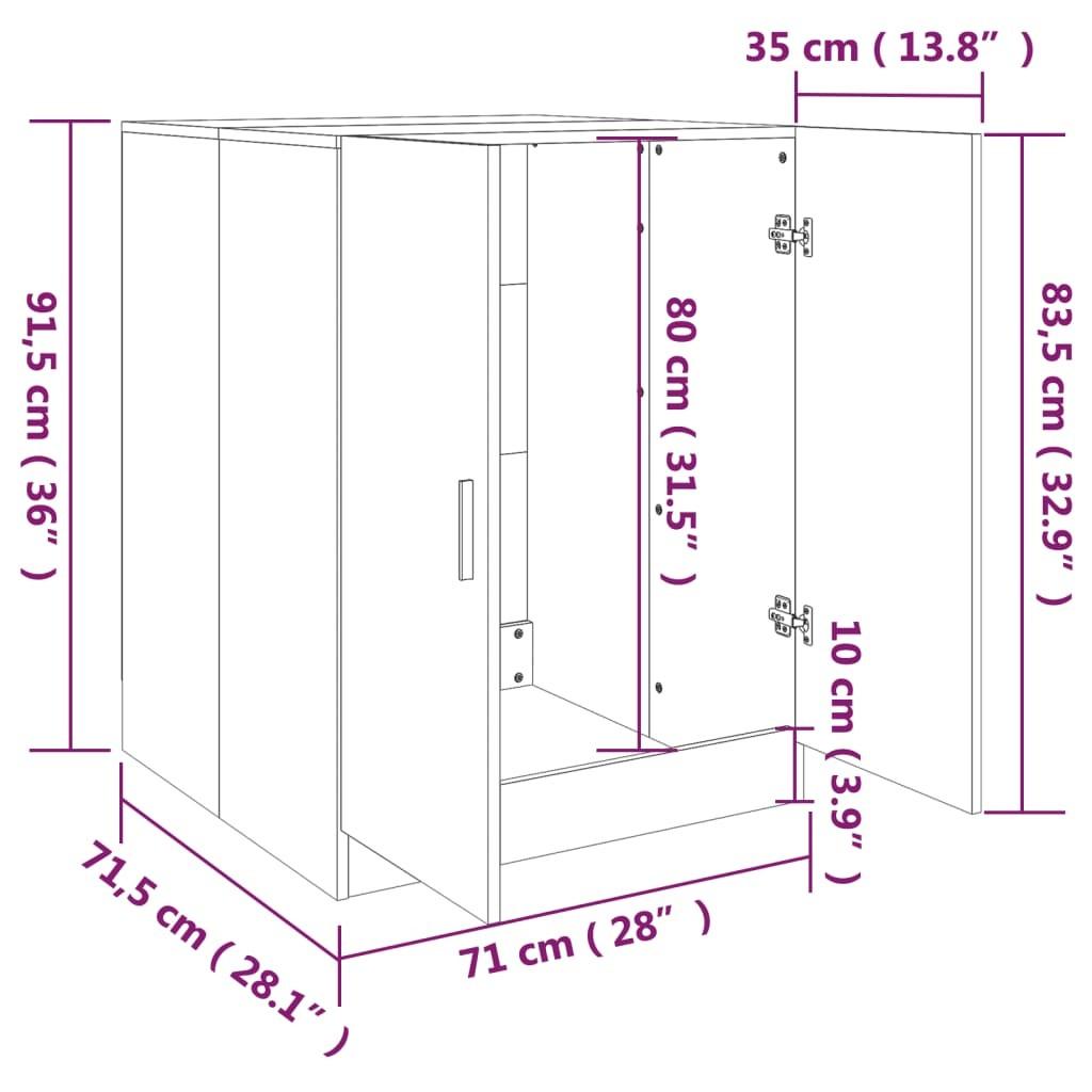 Vaskemaskineskab 71x71,5x91,5 cm røget egetræsfarve