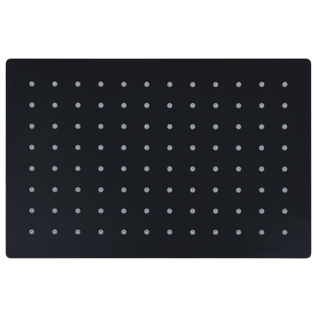Regnbrusehoved 30x20 cm rustfrit stål rektangulær sort