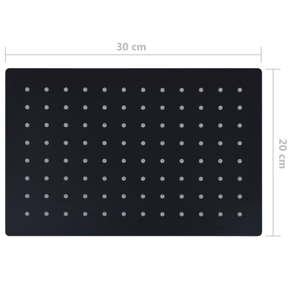 Regnbrusehoved 30x20 cm rustfrit stål rektangulær sort
