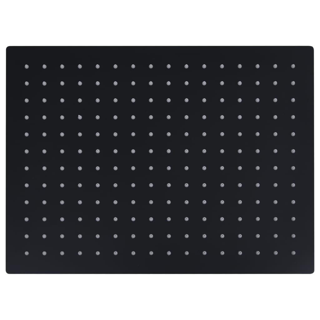 Regnbrusehoved 40x30 cm rustfrit stål rektangulær sort