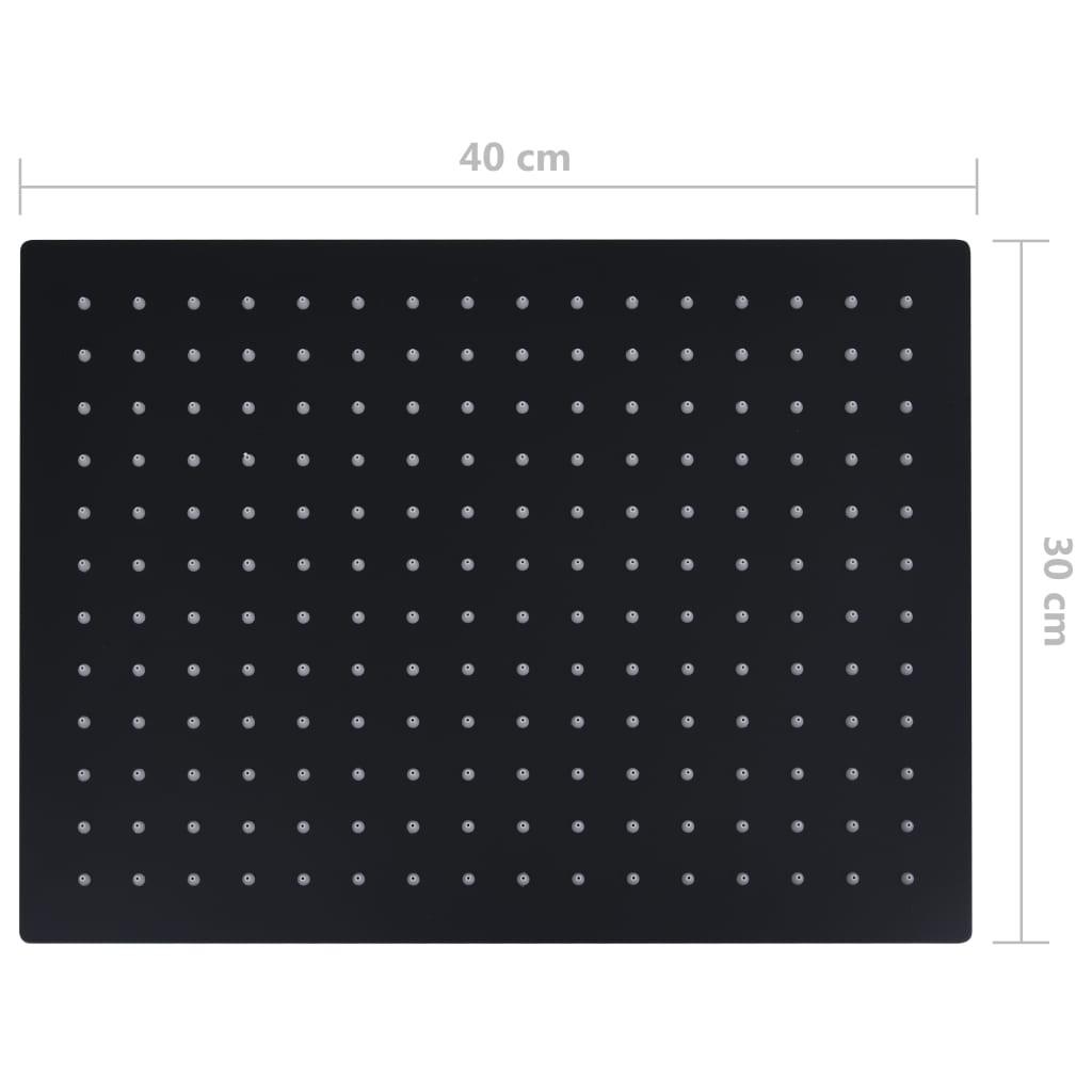 Regnbrusehoved 40x30 cm rustfrit stål rektangulær sort