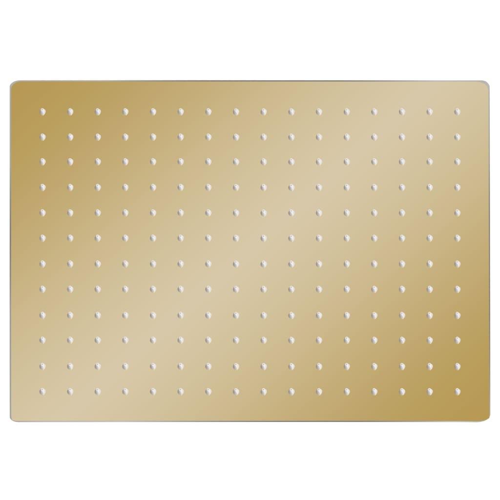 Regnbrusehoved 40x30 cm rustfrit stål rektangulær guldfarvet