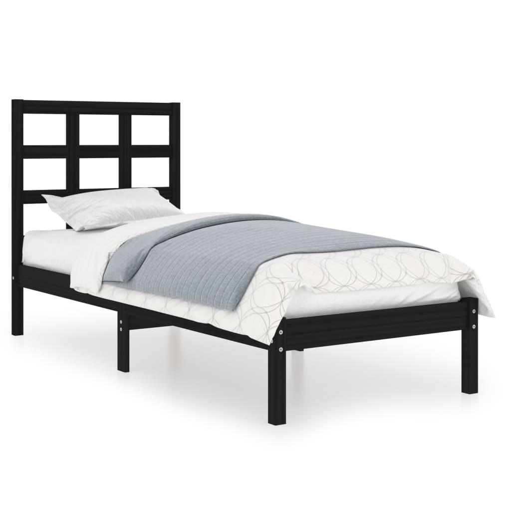 Sengeramme 90x200 cm massivt træ sort