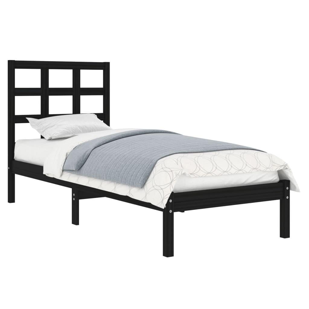 Sengeramme 90x200 cm massivt træ sort