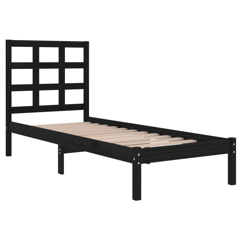 Sengeramme 90x200 cm massivt træ sort