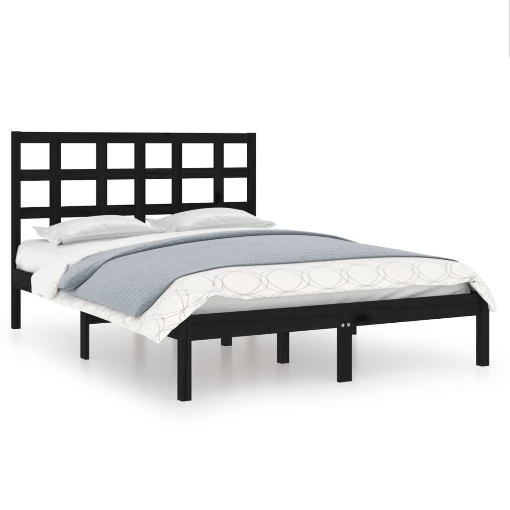 Sengeramme 140x200 cm massivt træ sort