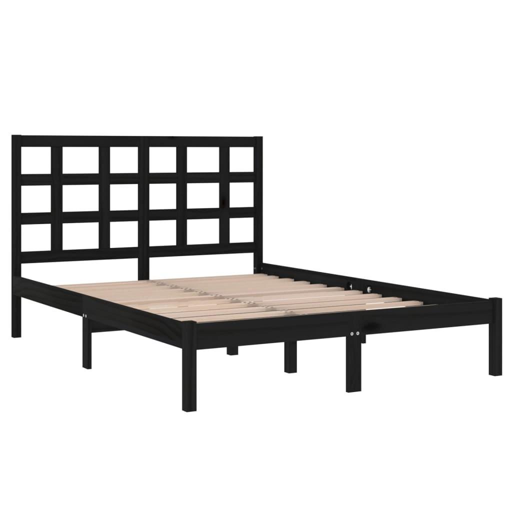 Sengeramme 160x200 cm massivt træ sort