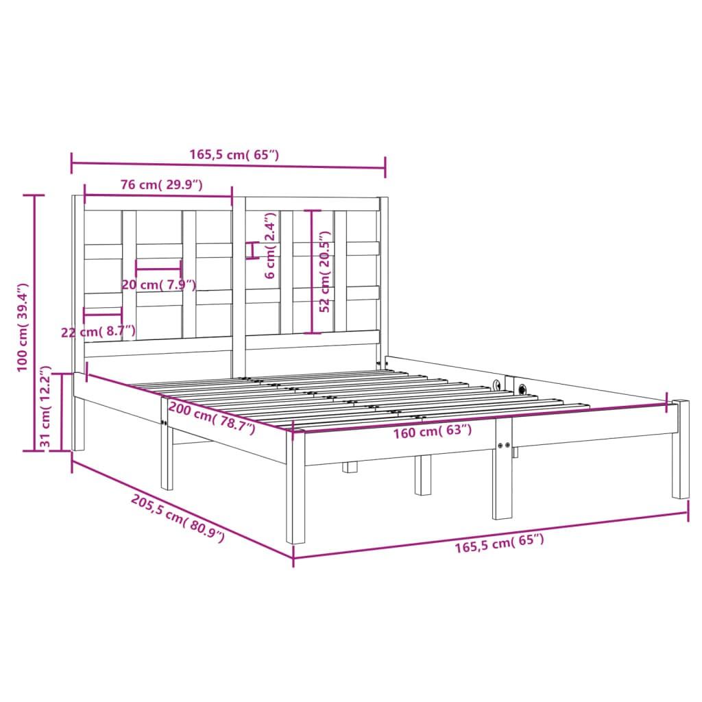 Sengeramme 160x200 cm massivt træ sort