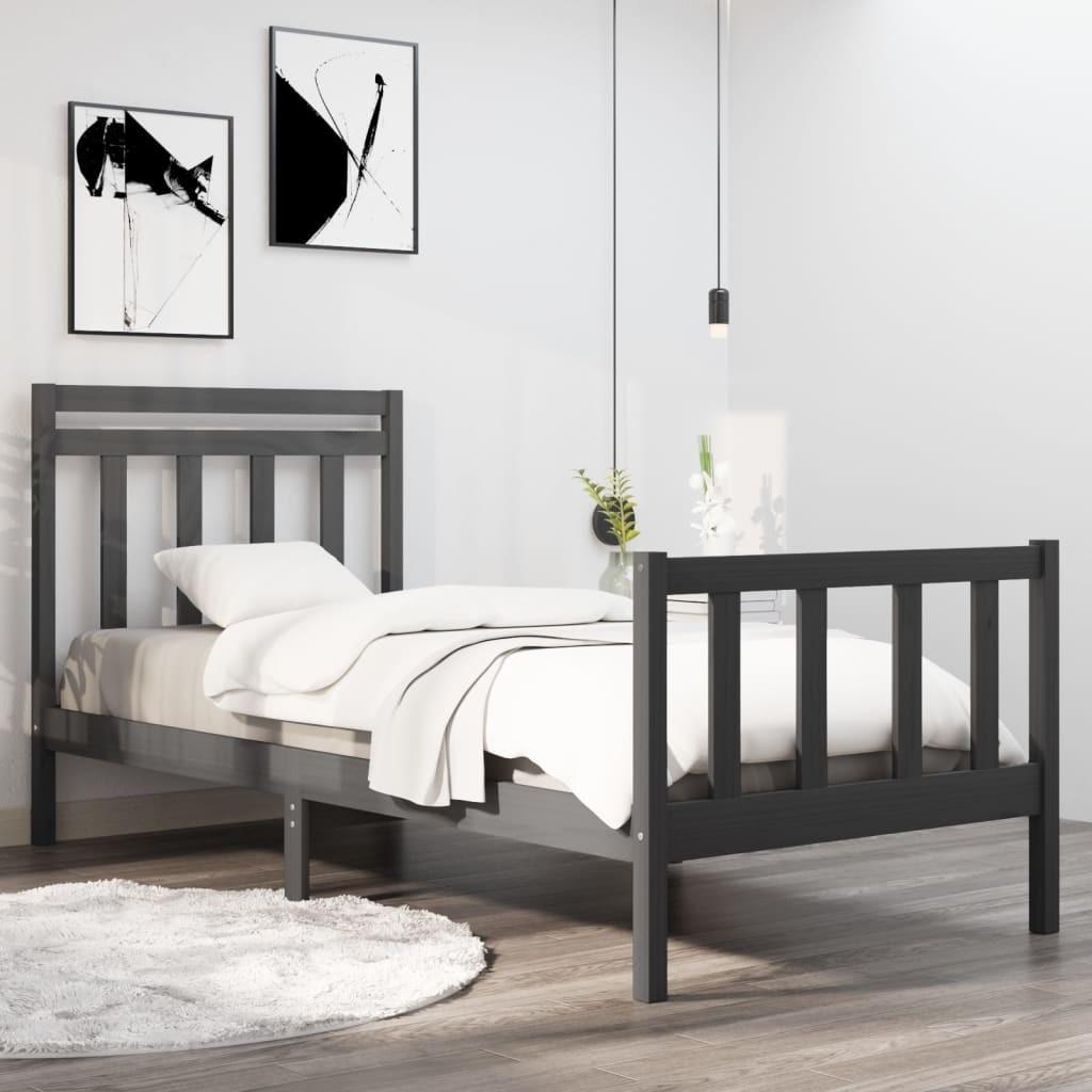 Sengeramme 90x190 Single massivt træ grå
