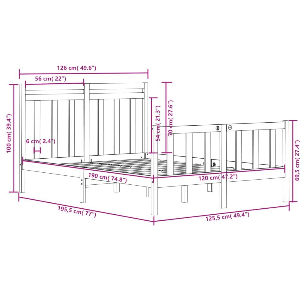 Sengeramme 120x190 cm Small Double massivt træ hvid