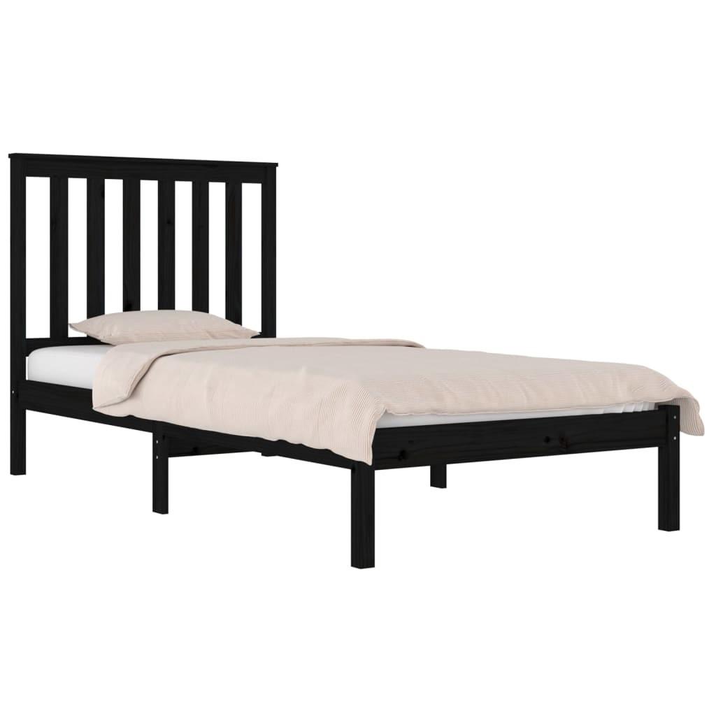 Sengeramme 75x190 cm Small Single massivt fyrretræ sort