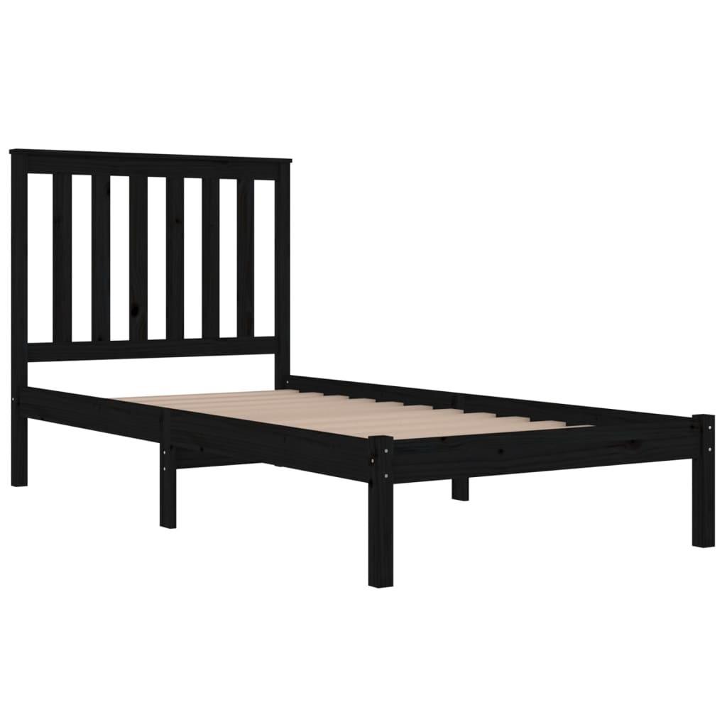 Sengeramme 75x190 cm Small Single massivt fyrretræ sort