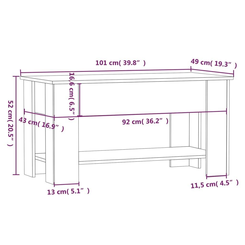 Sofabord 101x49x52 cm konstrueret træ betongrå